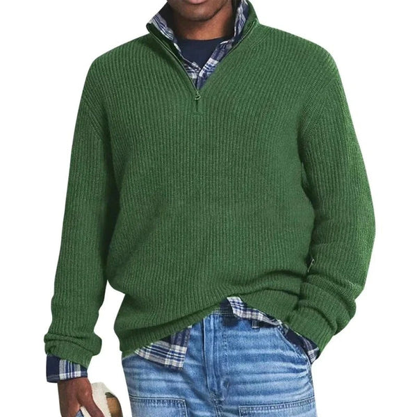 Noah | Striksweater med høj krave og kort lynlås