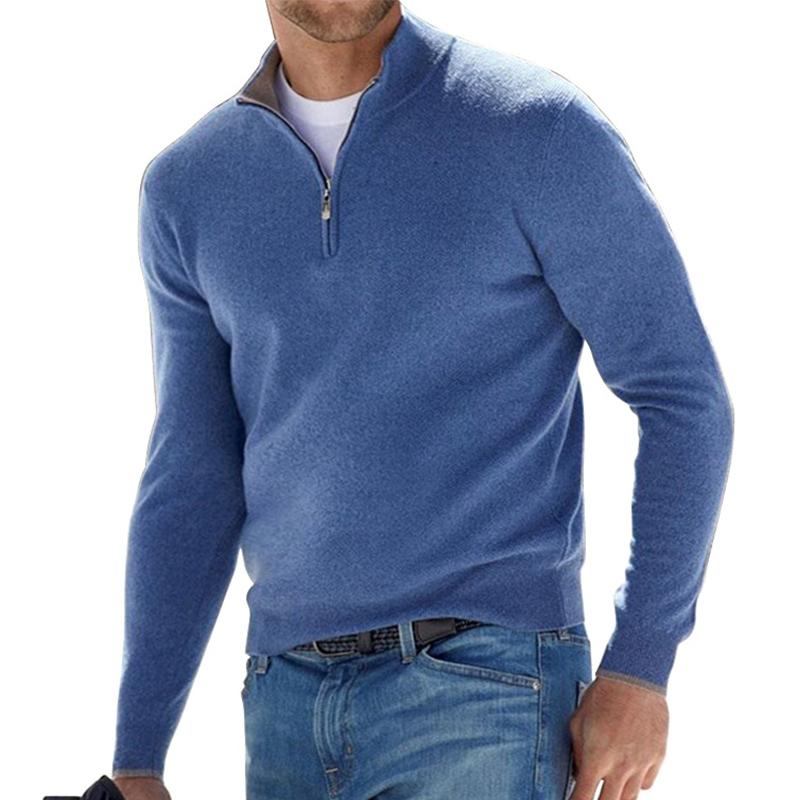 Sweater med lynlås i kraven og lange ærmer