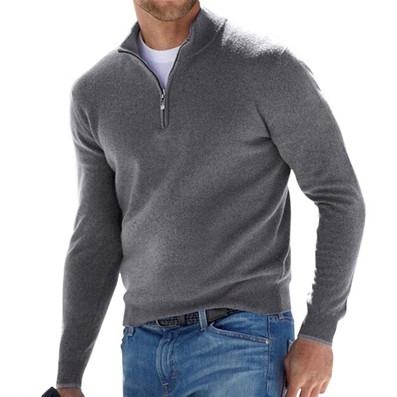 Sweater med lynlås i kraven og lange ærmer