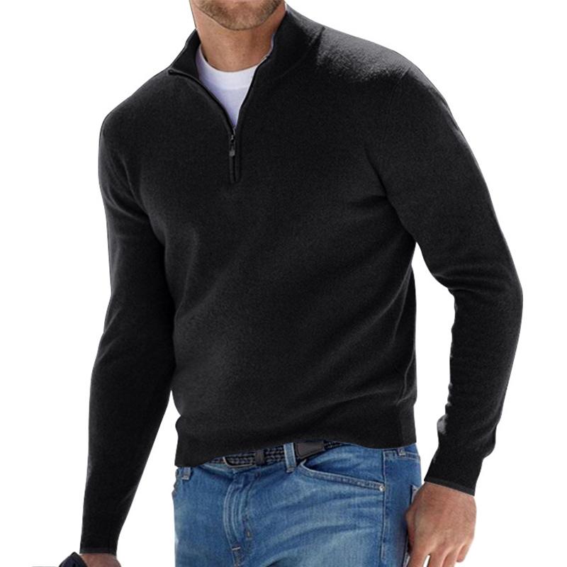 Sweater med lynlås i kraven og lange ærmer