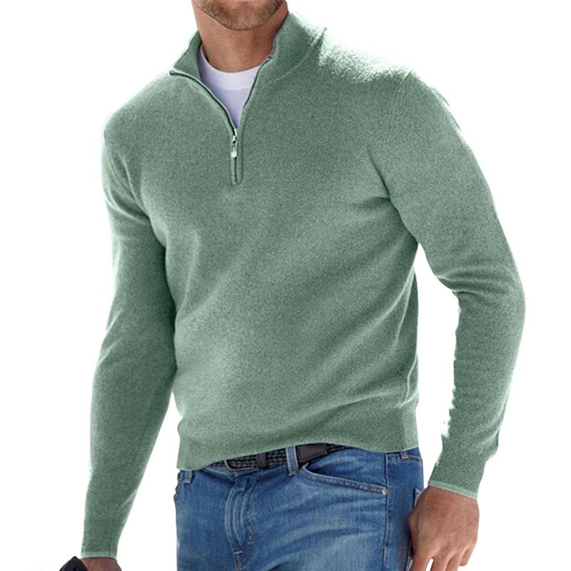 Sweater med lynlås i kraven og lange ærmer